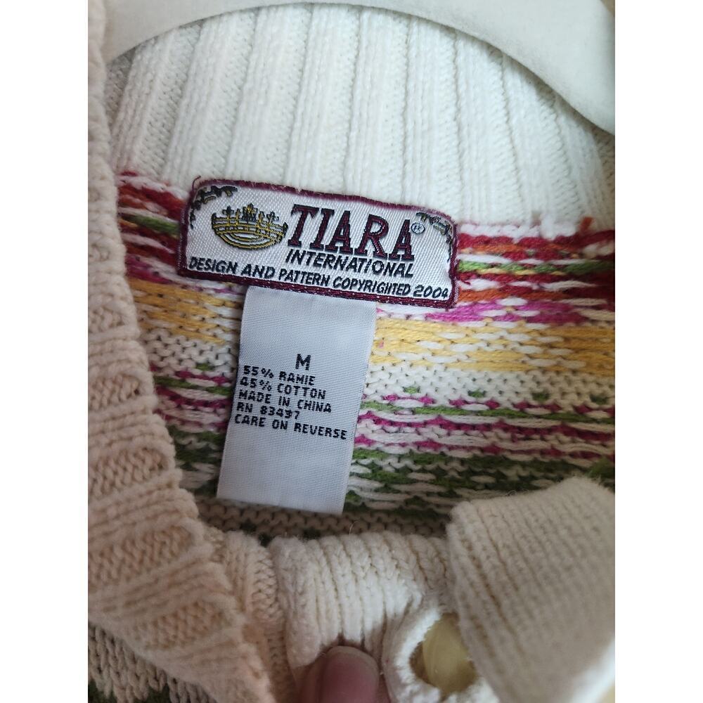 Tiara International vtg button front cardigan sweater sz M cottagecore Y2K - Picture 4 of 8
